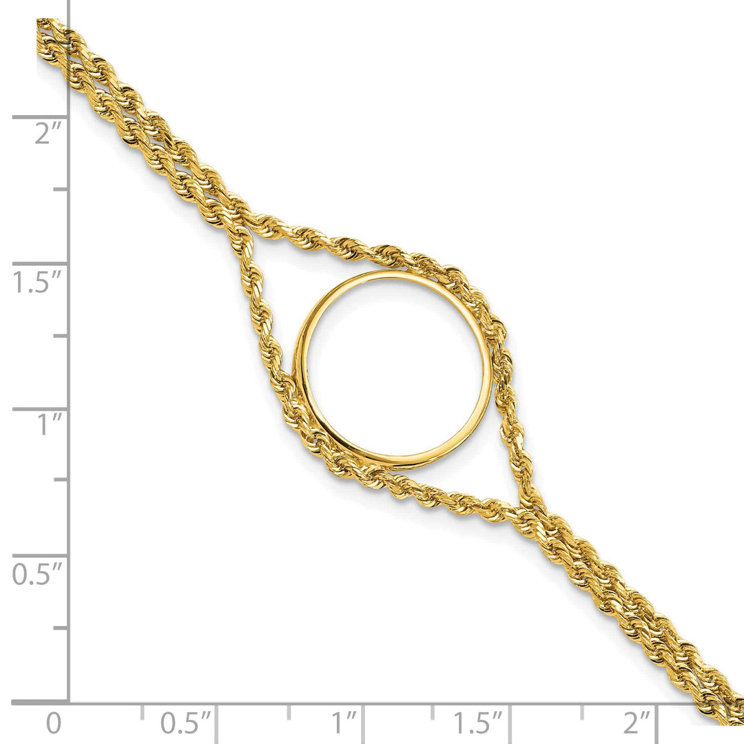 14K Yellow Gold Wideband Distinguished Coin Jewelry 14k Double Rope