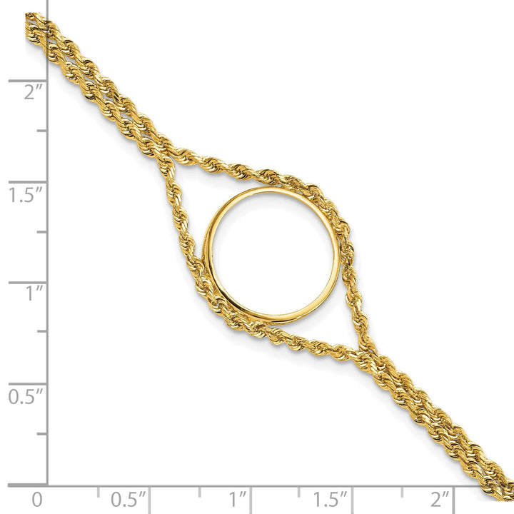 14K Yellow Gold Wideband Distinguished Coin Jewelry 14k Double Rope