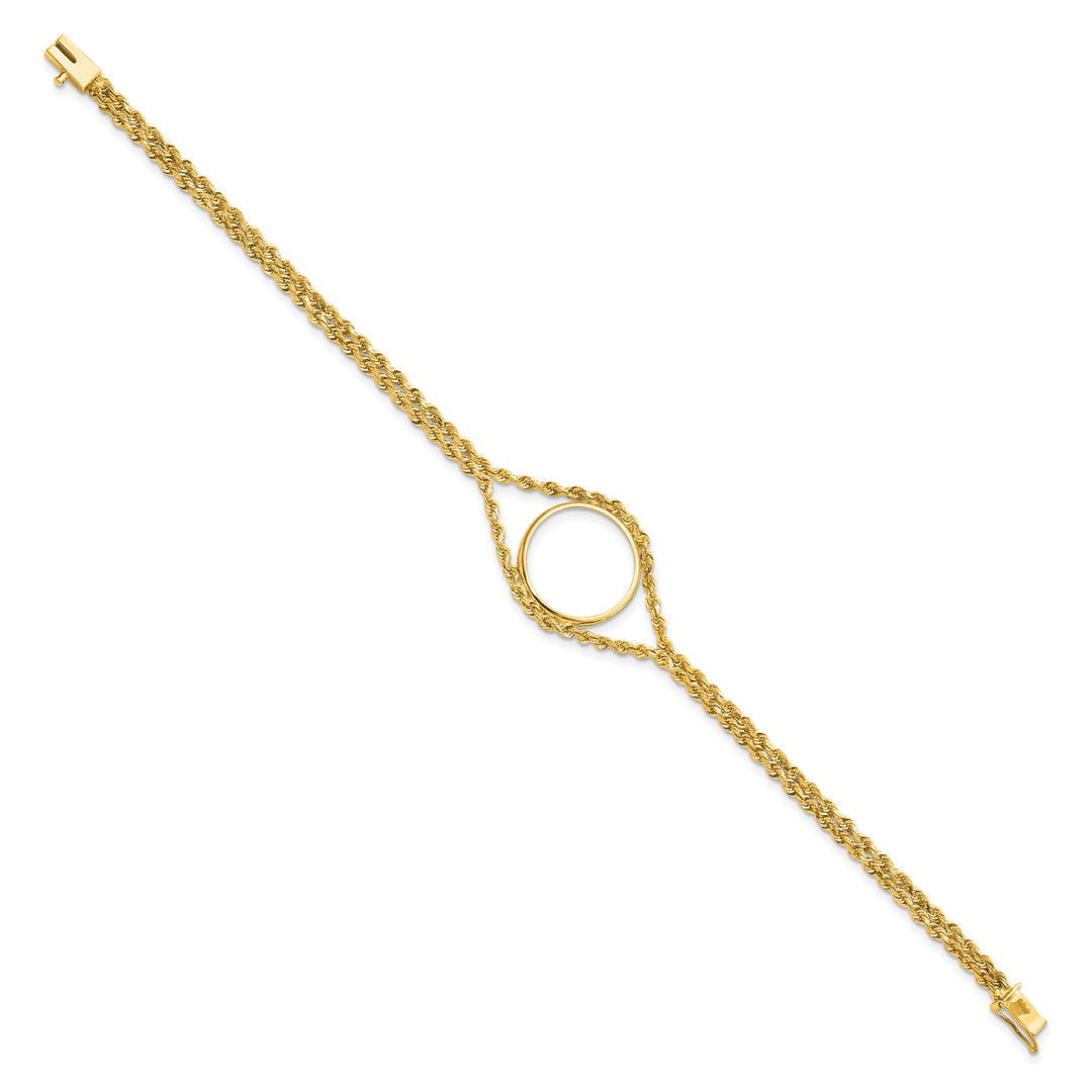14K Yellow Gold Wideband Distinguished Coin Jewelry 14k Double Rope