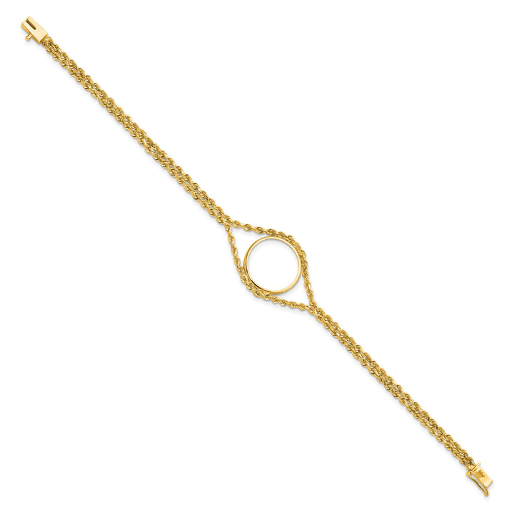 14K Yellow Gold Wideband Distinguished Coin Jewelry 14k Double Rope