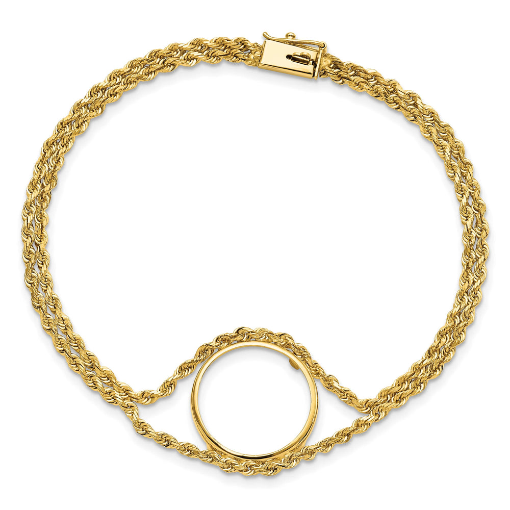 14K Yellow Gold Wideband Distinguished Coin Jewelry 14k Double Rope