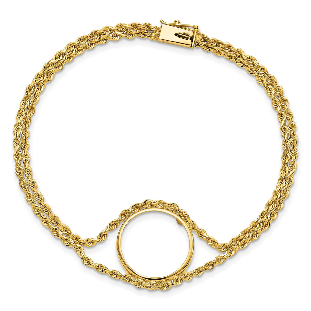 14K Yellow Gold Wideband Distinguished Coin Jewelry 14k Double Rope