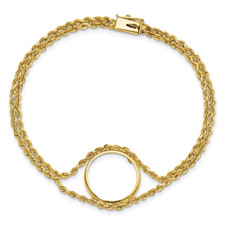 14K Yellow Gold Wideband Distinguished Coin Jewelry 14k Double Rope