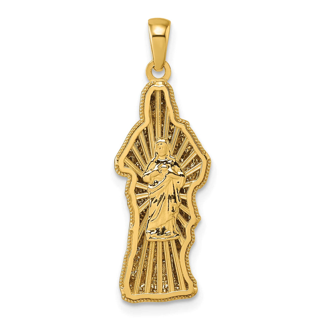 14K Yellow Gold with Rose-tone Polished Sacred Heart of Jesus Pendant