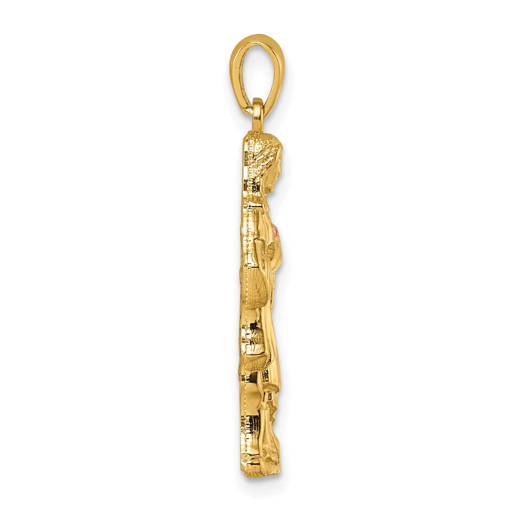 14K Yellow Gold with Rose-tone Polished Sacred Heart of Jesus Pendant
