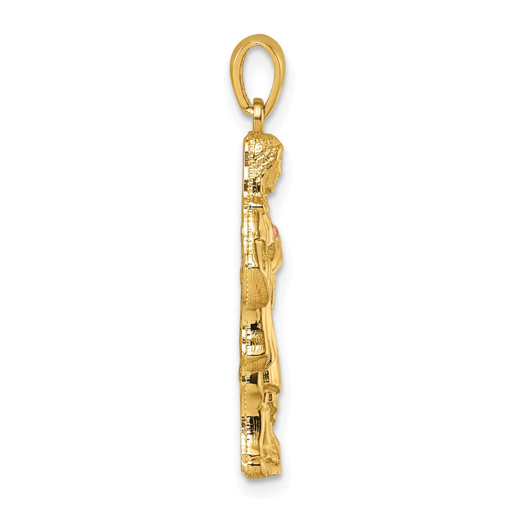 14K Yellow Gold with Rose-tone Polished Sacred Heart of Jesus Pendant