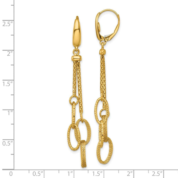 14K Yellow Gold Woven Chain and Oval Links Dangle Leverback Earrings, view 3 of 3