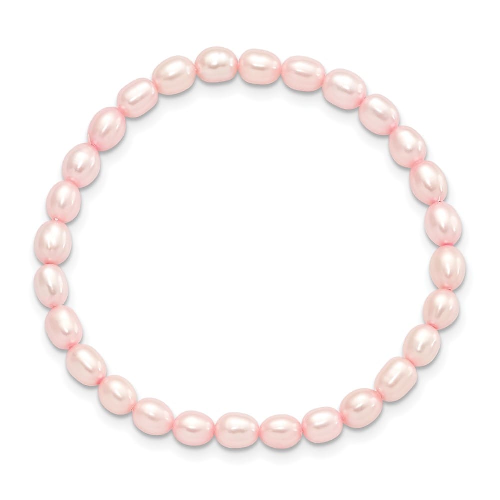 4-5mm Pink Rice Freshwater Cultured Pearl Small Stretch Bracelet