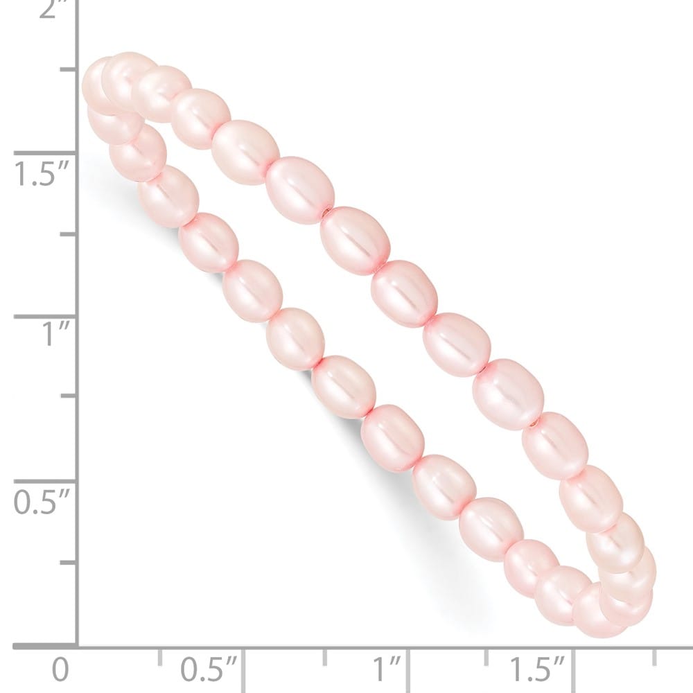 4-5mm Pink Rice Freshwater Cultured Pearl Small Stretch Bracelet