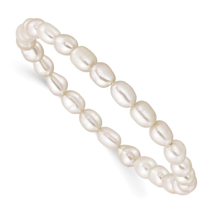 4-5mm White Rice Freshwater Cultured Pearl Small Stretch Bracelet