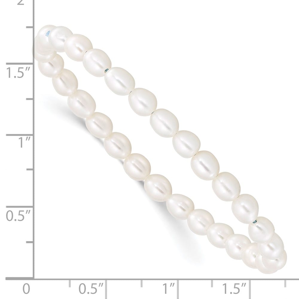 4-5mm White Rice Freshwater Cultured Pearl Small Stretch Bracelet