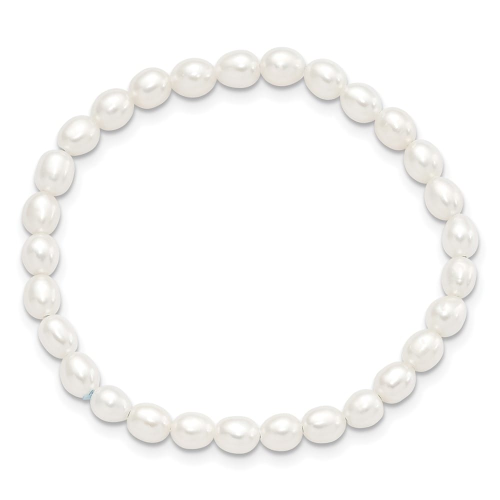 4-5mm White Rice Freshwater Cultured Pearl Small Stretch Bracelet