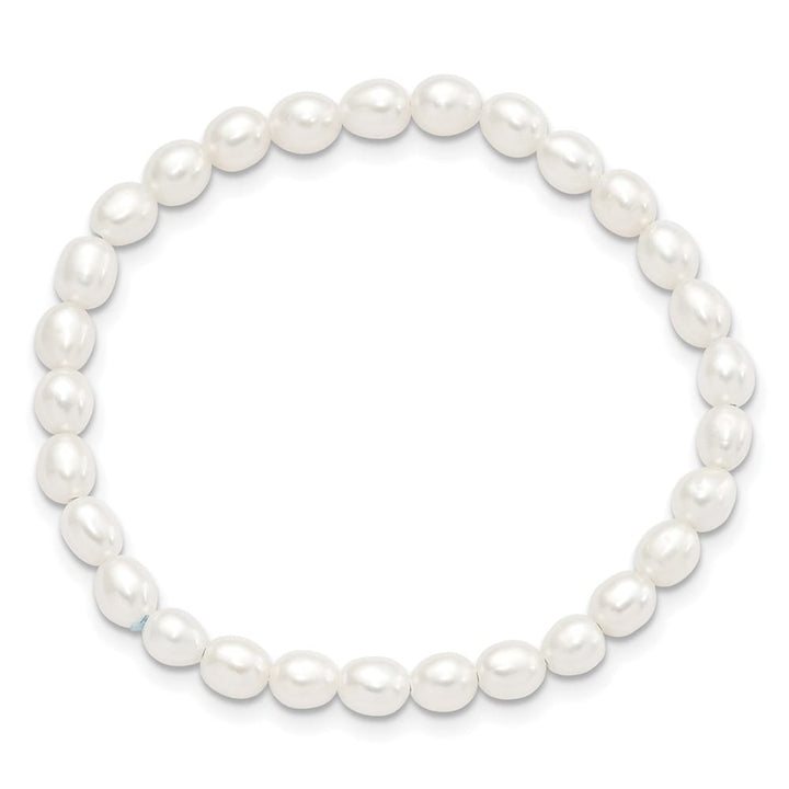4-5mm White Rice Freshwater Cultured Pearl Small Stretch Bracelet