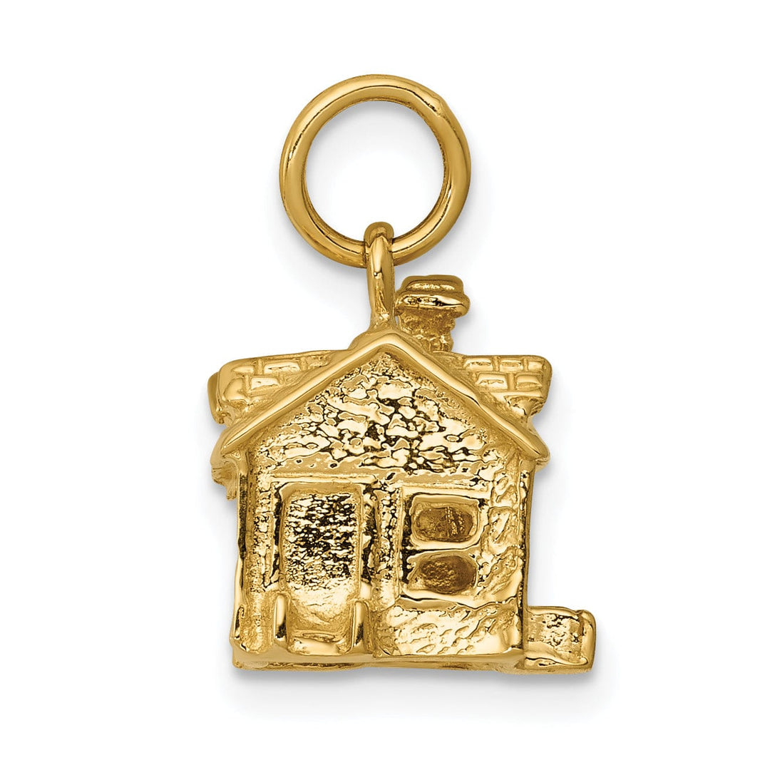 14k Yellow Gold 3-D House Design Charm Pendant