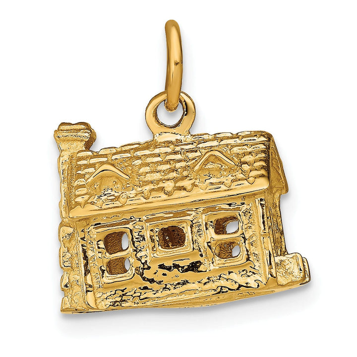 14k Yellow Gold 3-D House Design Charm Pendant