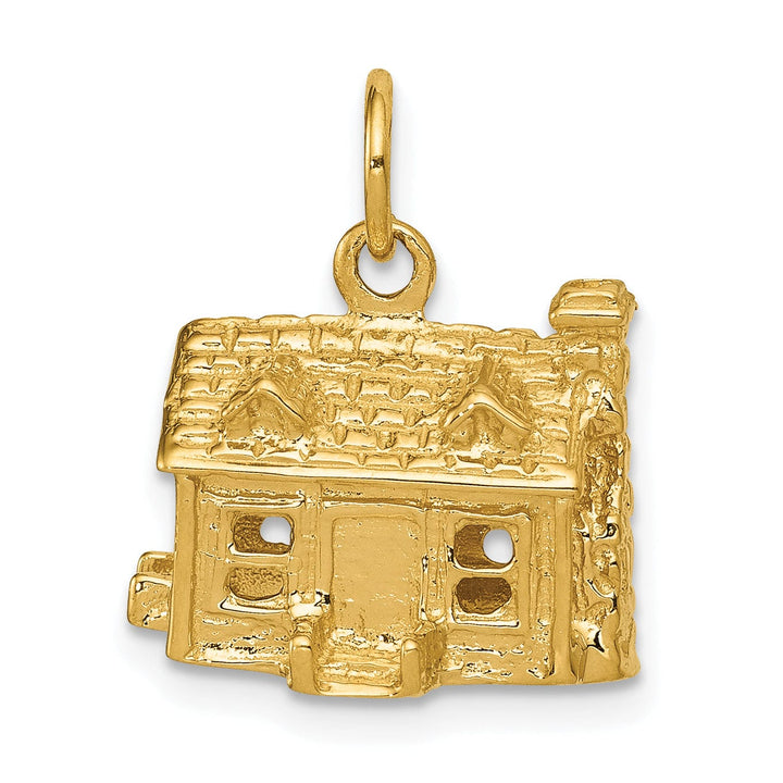 14k Yellow Gold 3-D House Design Charm Pendant