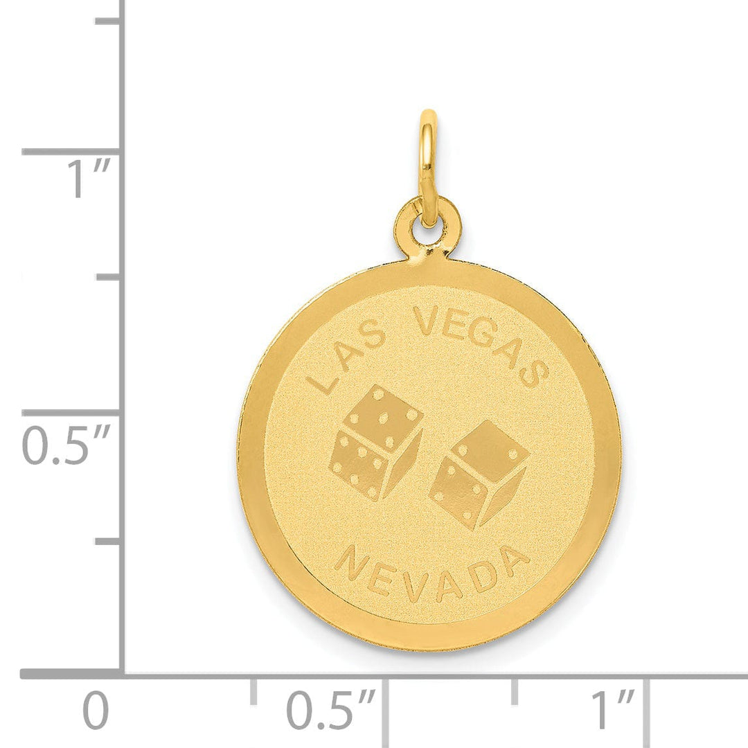 14k  Yellow Gold LAS VEGAS NEVADA with Dice Disc Pendant