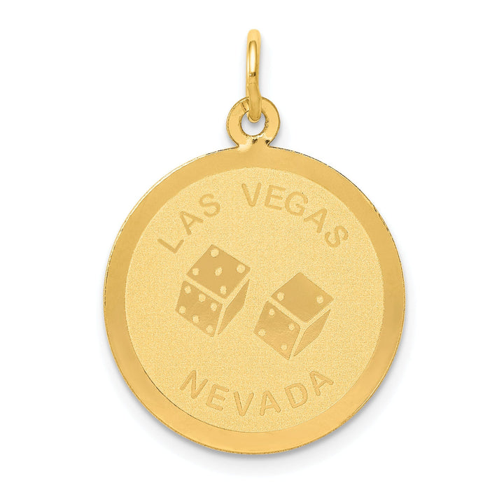 14k  Yellow Gold LAS VEGAS NEVADA with Dice Disc Pendant