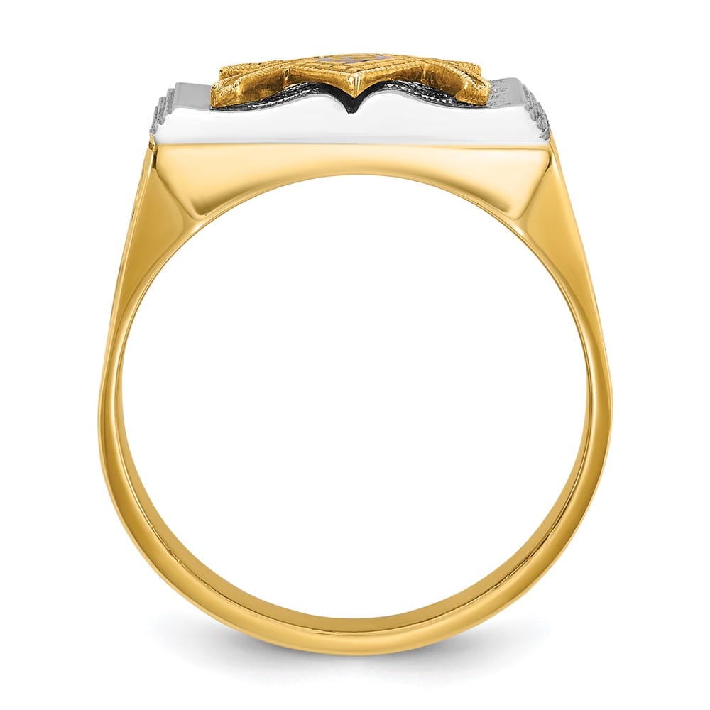 14k Two-Tone Gold IB Goodman with Blue Enamel Blue Lodge Men's Ring, view 2 of 8