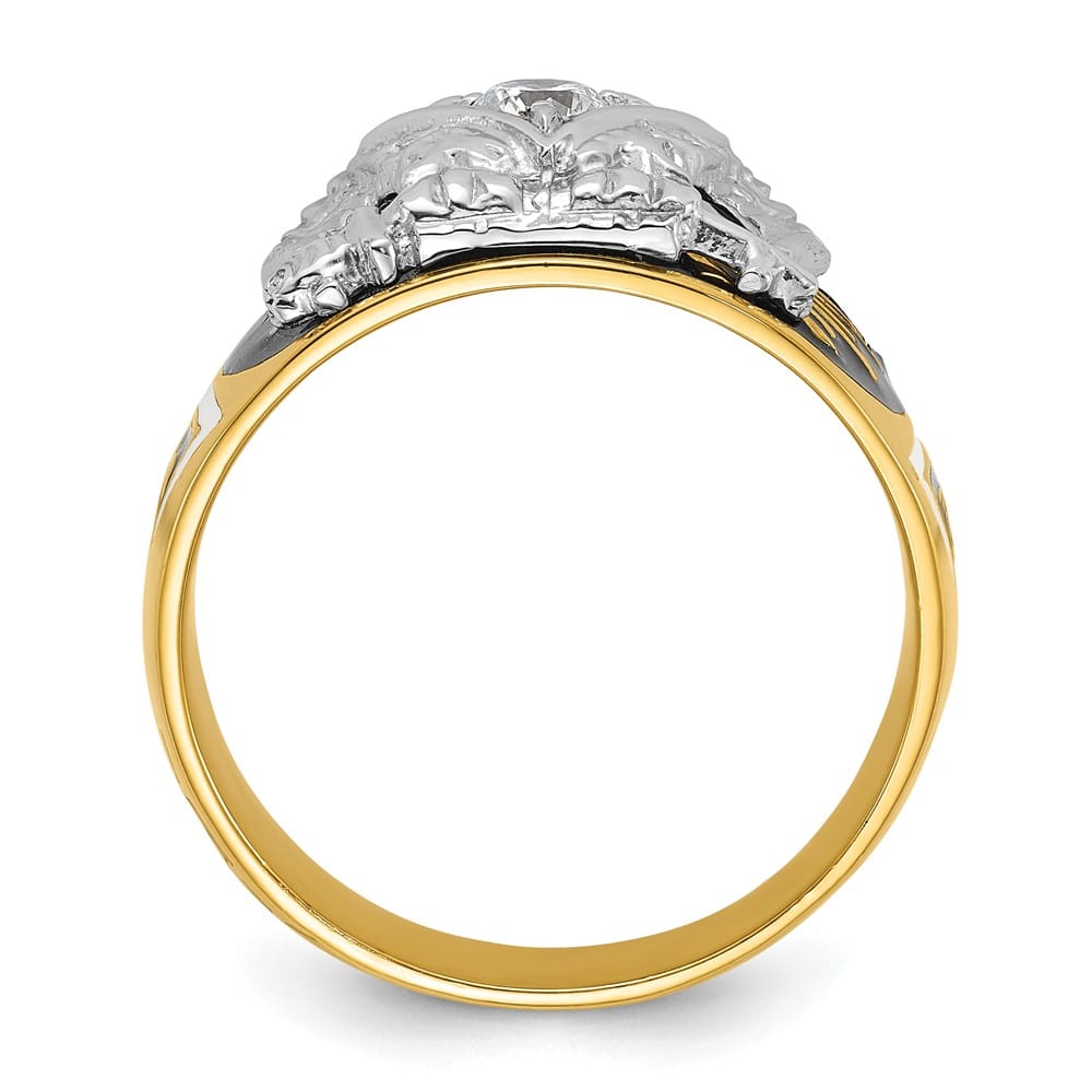 14k Two-Tone Gold 13.3 mm with Multi-Color Enamel 32nd Degree Ring, view 2 of 8