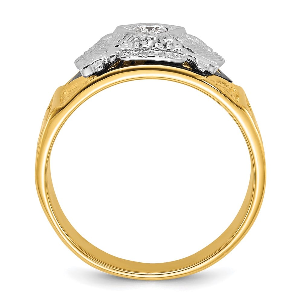 14k Two-Tone Gold 12.6 mm with Multi-Color Enamel 32nd Degree Ring, view 2 of 8