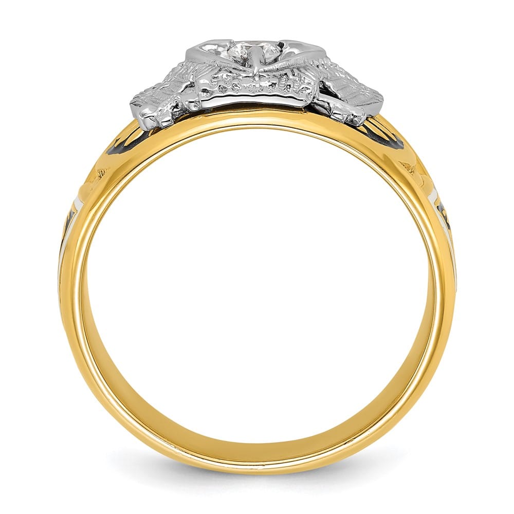 14k Two-Tone Gold IB Goodman with Black and White 32nd Degree Ring, view 2 of 8