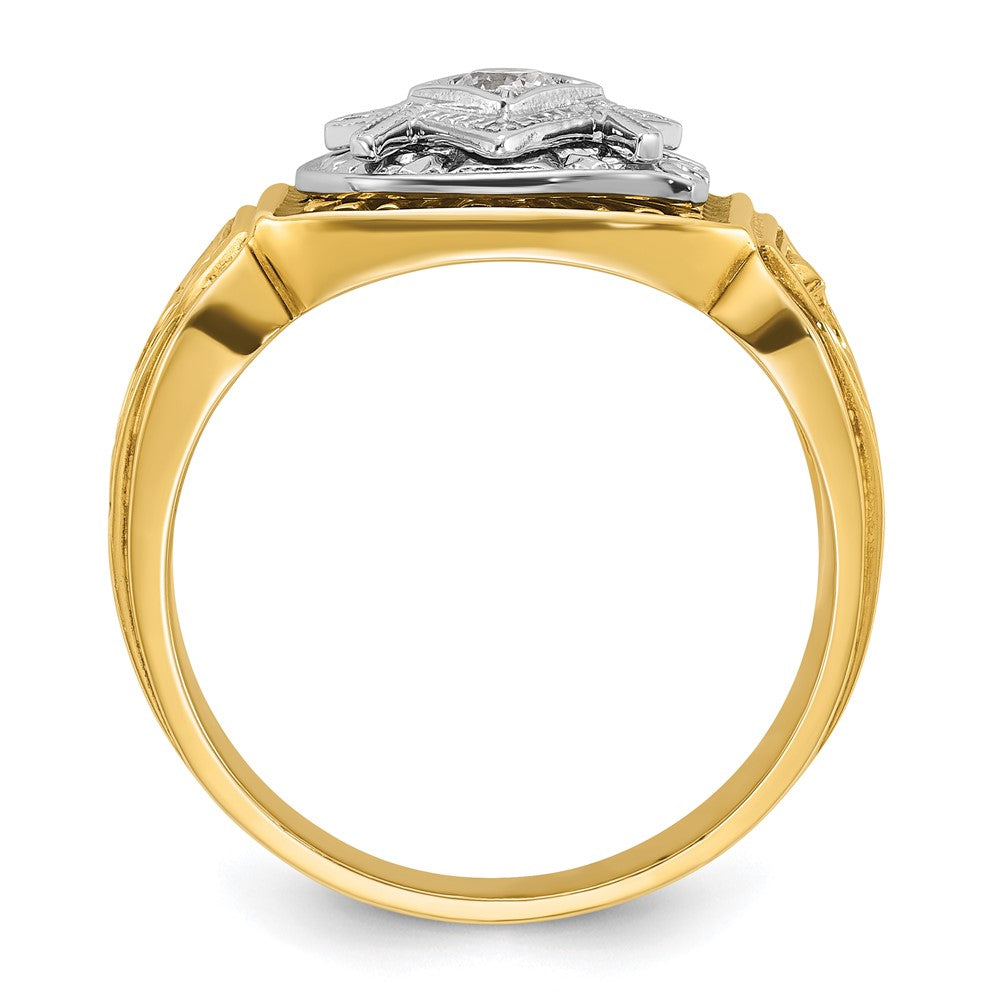 14k Two-Tone Gold 14.5 mm with Blue and Black Blue Lodge Ring, view 2 of 8