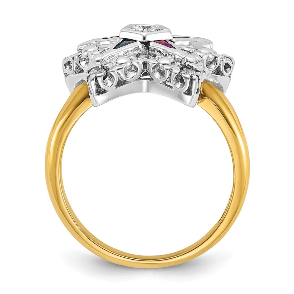 14k Two-Tone Gold 5.32 g with Multi-Color CZ and Eastern Star Ring, view 2 of 8