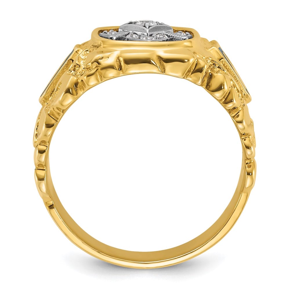 14k Two-Tone Gold IB Goodman Diamond Blue Lodge Master Men's Ring, view 2 of 8