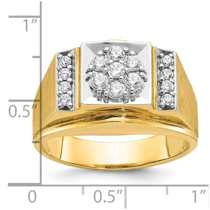 14k Two-Tone Gold 13.2 mm I1 Quality Diamond Cluster Men's Ring