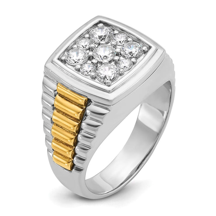14k Two-Tone Gold 15.07 g I1 Quality Diamond Cluster Men's Ring