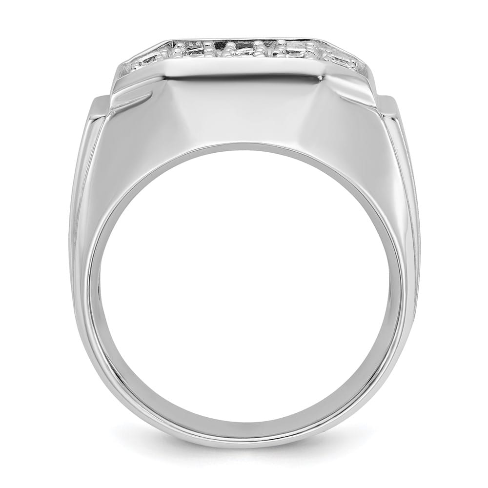 14k White Gold I1 Quality Diamond Cluster Men's Ring