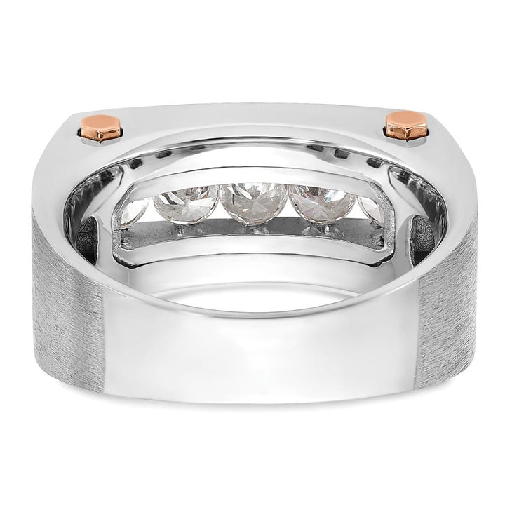 14k Two-Tone Gold Grooved 5-Stone I1 Quality Diamond Men's Ring