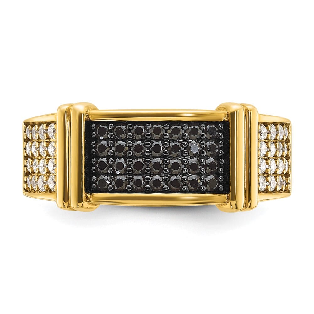 14k Yellow Gold IB Goodman Black and White Diamond Men's Ring