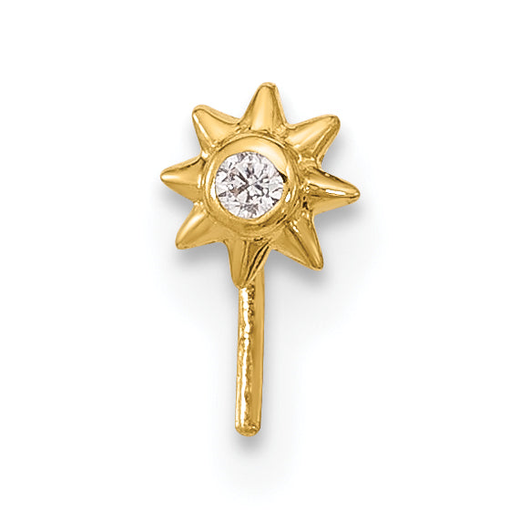 14k Yellow Gold  23 Gauge CZ Sun Nose Stud