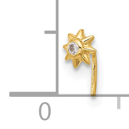 14k Yellow Gold  23 Gauge CZ Sun Nose Stud