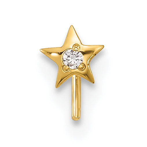 14k Yellow Gold  23 Gauge CZ Star Nose Stud