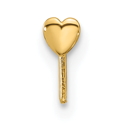 14k Yellow Gold  22 Gauge Heart Nose Stud