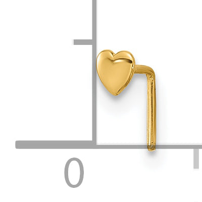 14k Yellow Gold  22 Gauge Heart Nose Stud