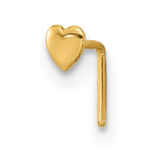 14k Yellow Gold  22 Gauge Heart Nose Stud