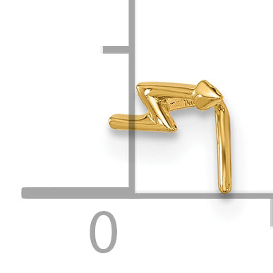 14k Yellow Gold  22 Gauge Lightning Bolt Nose Stud