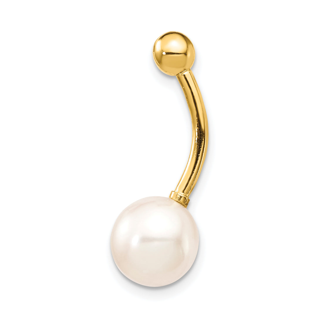 14k Yellow Gold  14 Gauge 8mm Freshwater Cultured Pearl Belly Ring