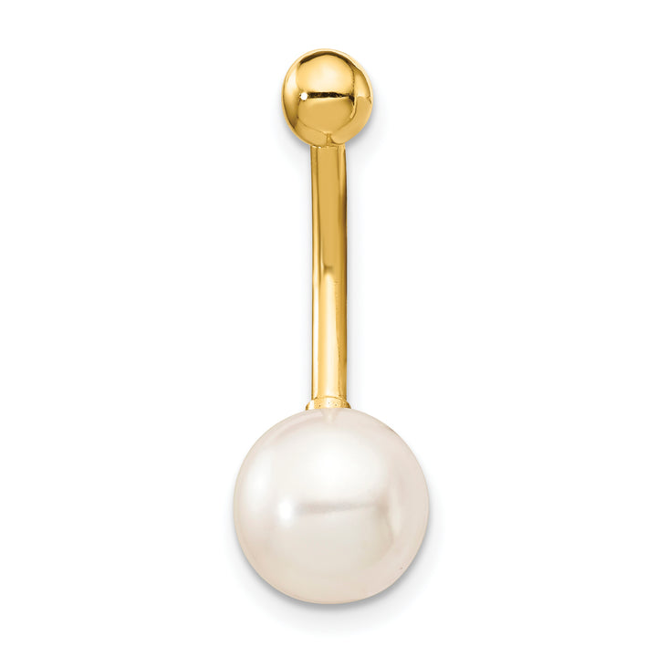 14k Yellow Gold  14 Gauge 8mm Freshwater Cultured Pearl Belly Ring