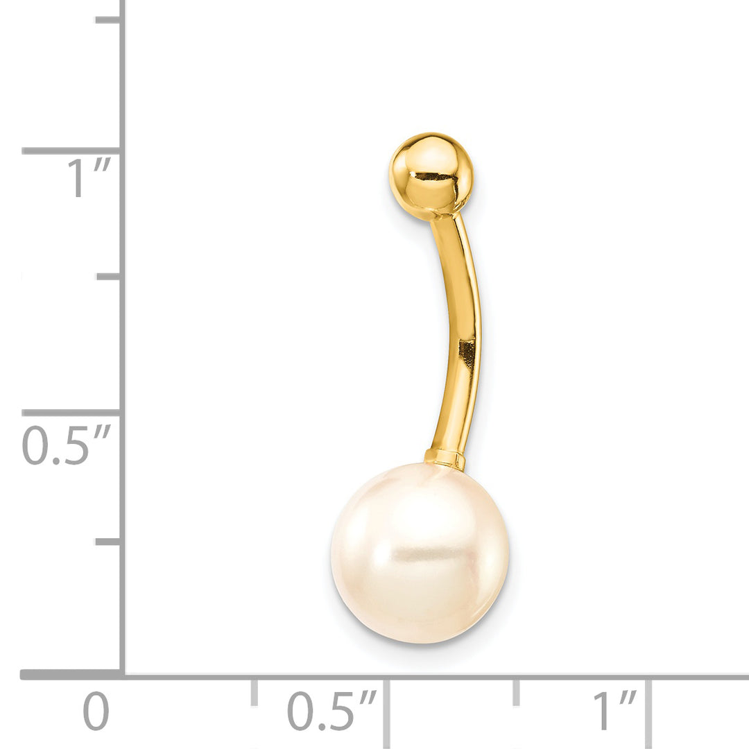 14k Yellow Gold  14 Gauge 8mm Freshwater Cultured Pearl Belly Ring