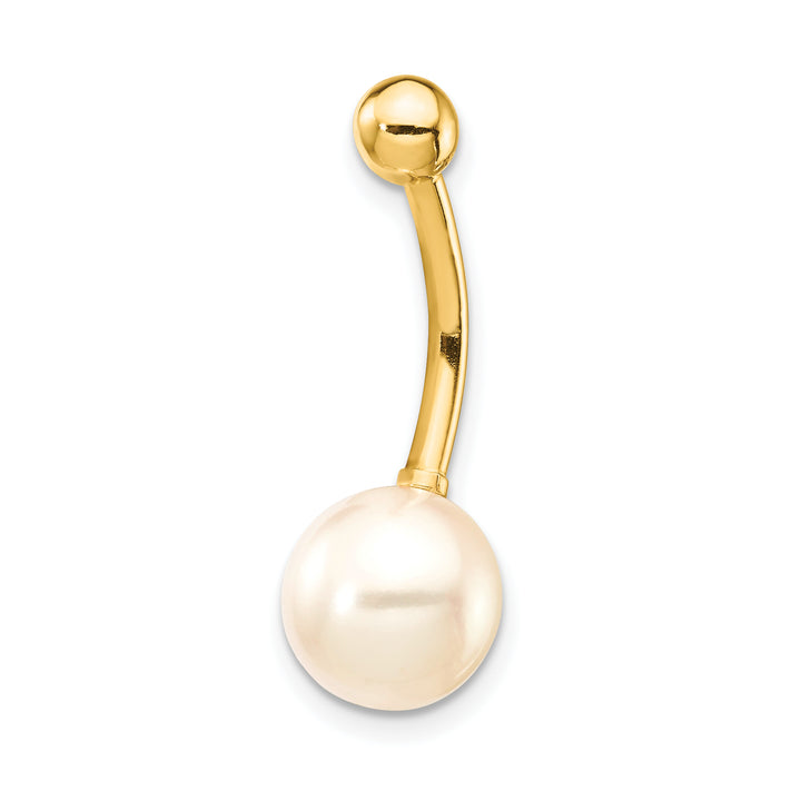 14k Yellow Gold  14 Gauge 8mm Freshwater Cultured Pearl Belly Ring