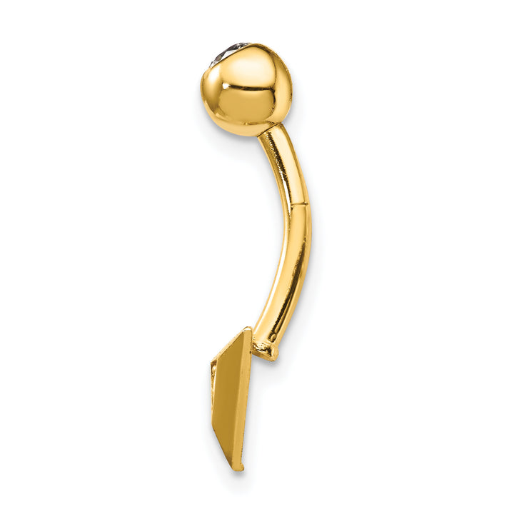 14k Yellow Gold  14 Gauge Triangle C.Z Belly Ring