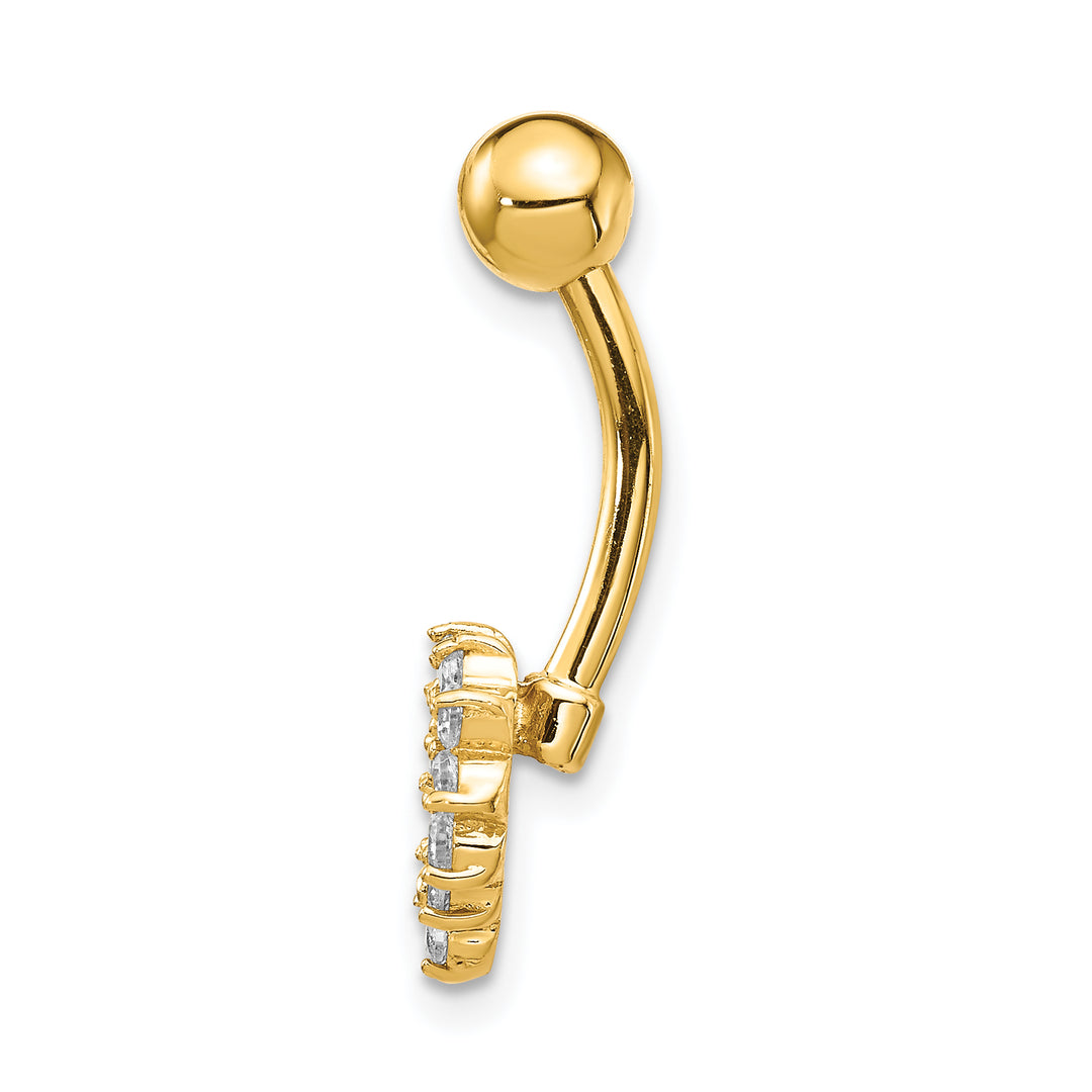 14k Gauge CZ Heart Belly Ring