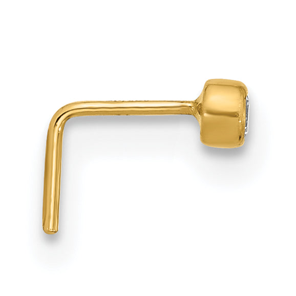 14k Yellow Gold  23 Gauge CZ Nose Post