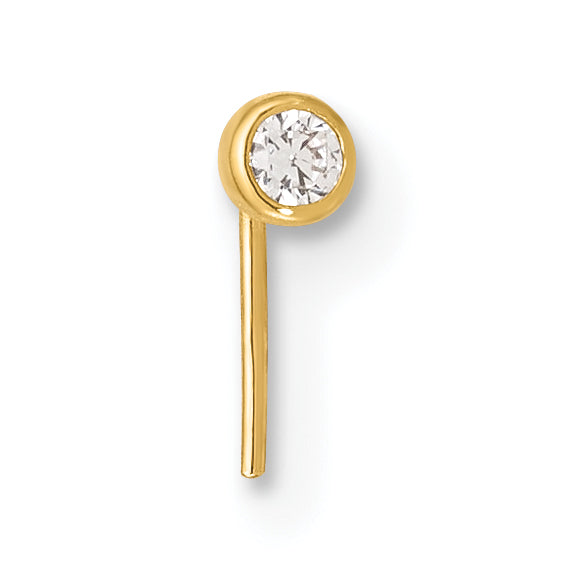 14k Yellow Gold  23 Gauge CZ Nose Post