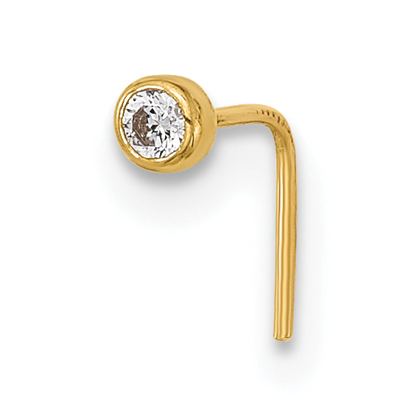 14k Yellow Gold  23 Gauge CZ Nose Post